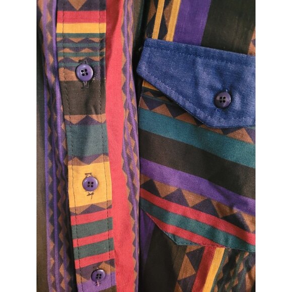 Vntg NOS Dakota Sunset Western Long Sleeve Button Up Shirt Brushpopper Large - Picture 2 of 3